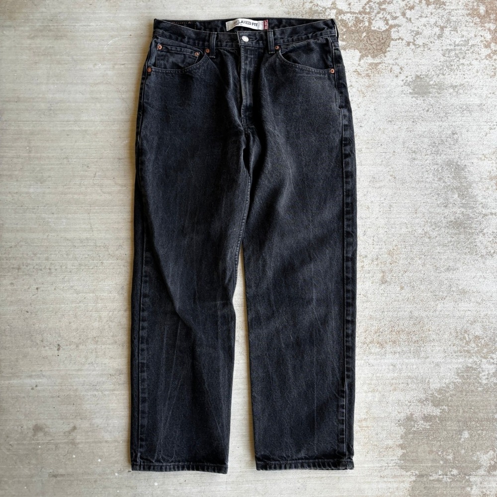 Vintage Levi's 550 Mens 34x30 Black Denim Jeans Y2K Loose Relaxed Fit Grunge